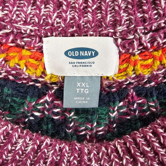 Fair Isle Knit Ski Sweater Old Navy Women Plus Size XXL Pullover Purple Multi - Picture 10 of 12